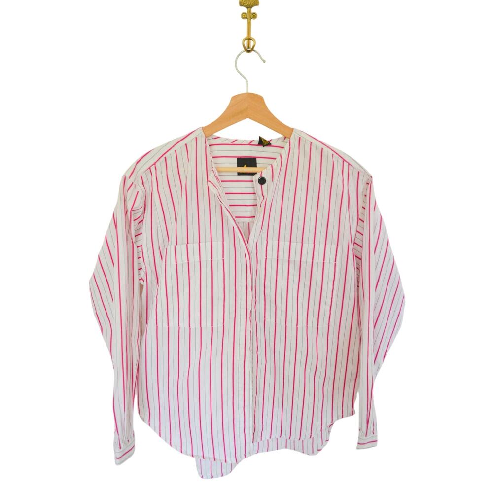 Vintage Cotton Striped Button Front Blouse